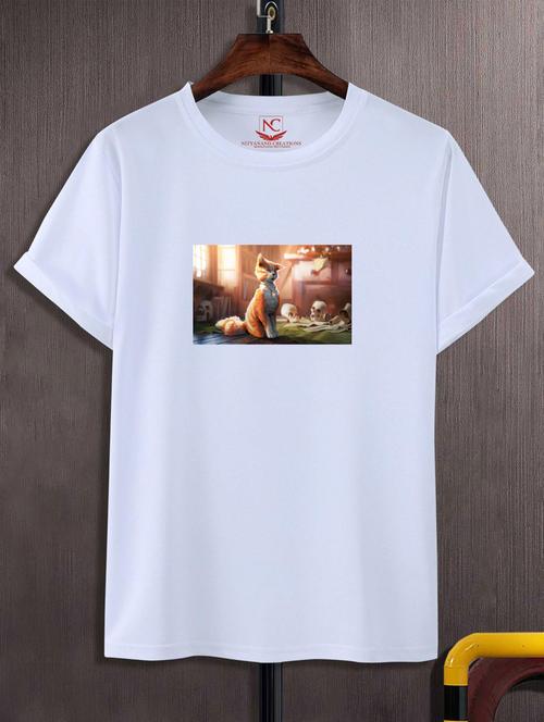 unisex white graphic printed t-shirt - 20882433 -  Standard Image - 0