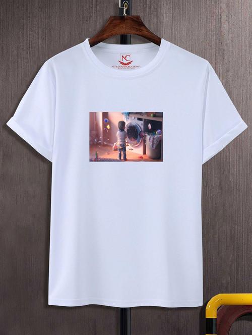 unisex white graphic printed t-shirt - 20882448 - Standard Image - 0