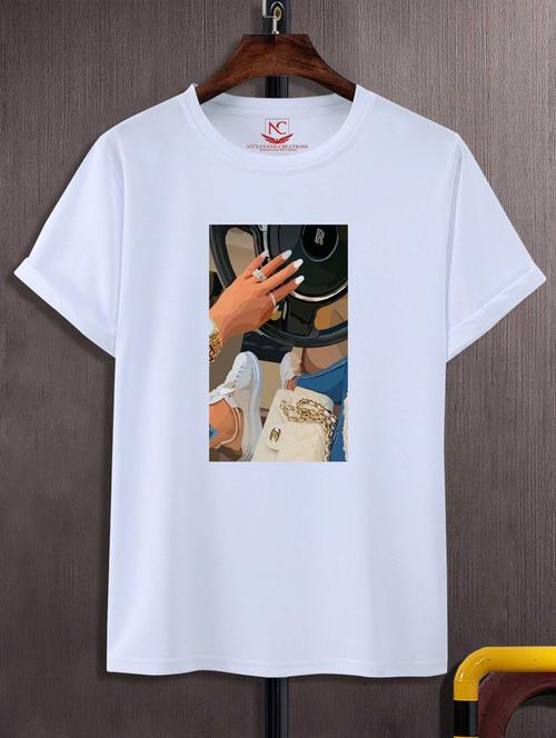unisex white graphic print t-shirt - 20882576 - Standard Image - 0