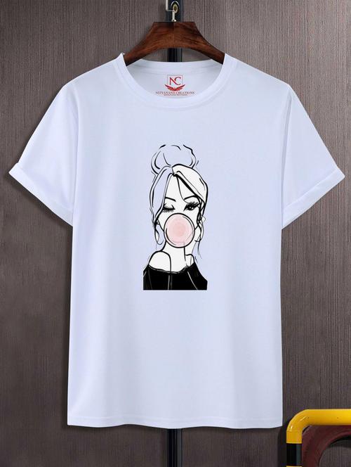 unisex white graphic print t-shirt - 20882616 -  Standard Image - 0