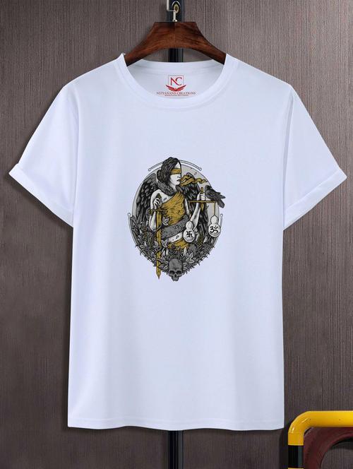 unisex white graphic print t-shirt - 20882756 - Standard Image - 0