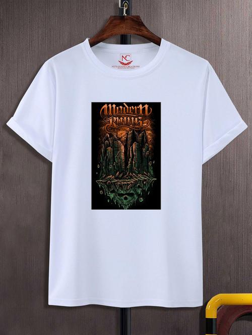 unisex white graphic printed t-shirt - 20882763 -  Standard Image - 0