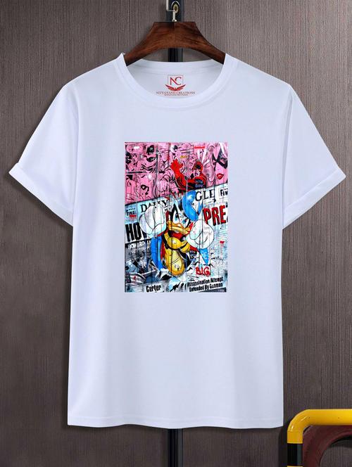 unisex white graphic print t-shirt - 20882821 - Standard Image - 0