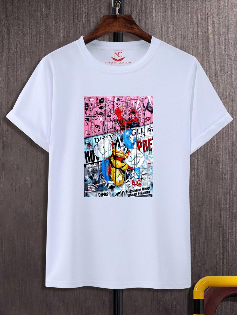 unisex white graphic print t-shirt - 20882821 - Zoom Image - 0