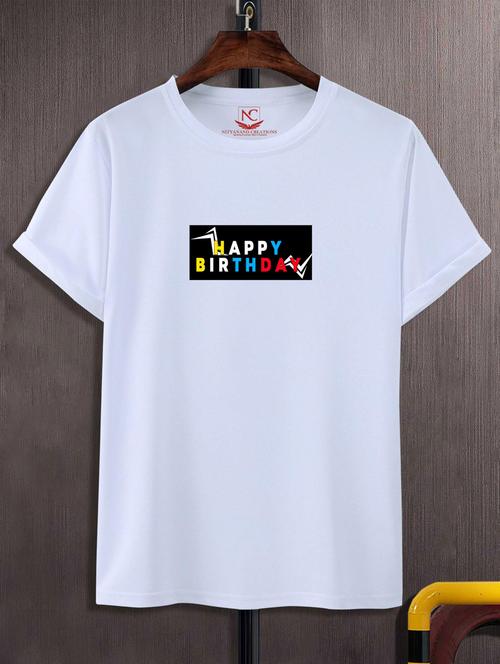 unisex white polyester typographic t-shirt - 20883082 - Standard Image - 0