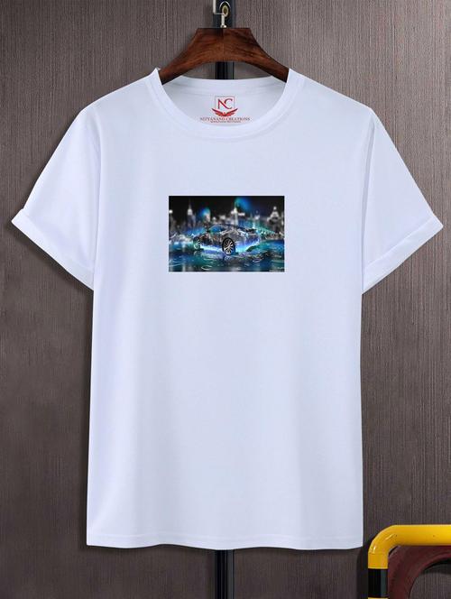 unisex white polyester graphic t-shirt - 20883137 - Standard Image - 0