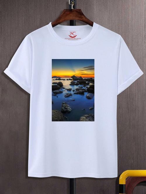 unisex white graphic printed t-shirt - 20883335 - Standard Image - 0