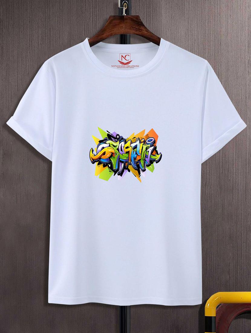 unisex white graphic print t-shirt - 20883399 - Zoom Image - 0