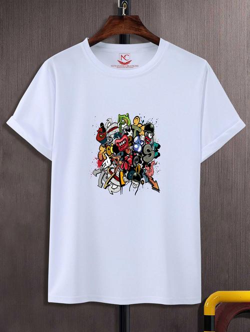 unisex white graphic printed t-shirt - 20883401 - Standard Image - 0