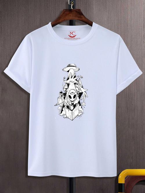 unisex white graphic printed t-shirt - 20883600 - Standard Image - 0