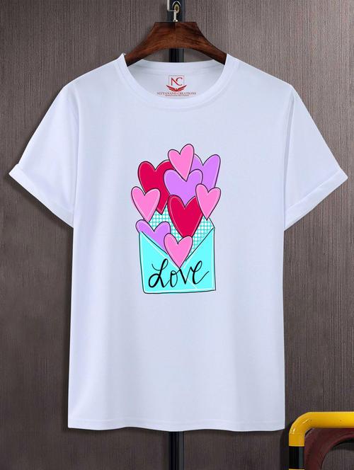unisex white graphic print t-shirt - 20884112 - Standard Image - 0