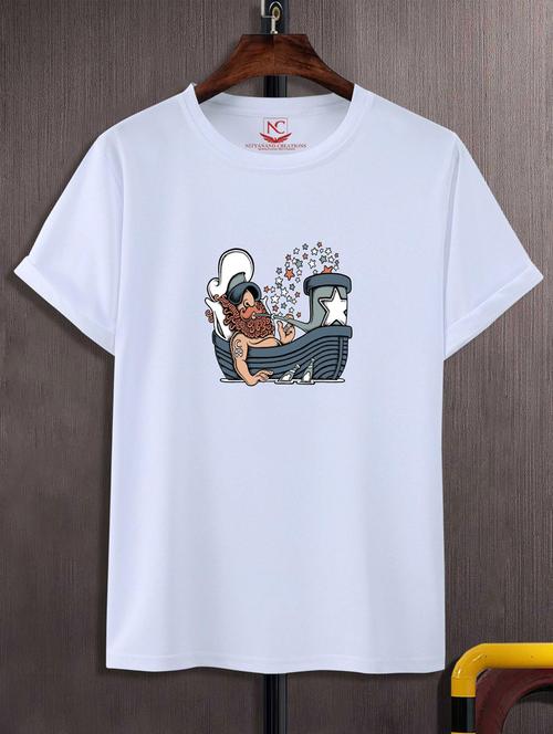 unisex white graphic printed t-shirt - 20884162 - Standard Image - 0