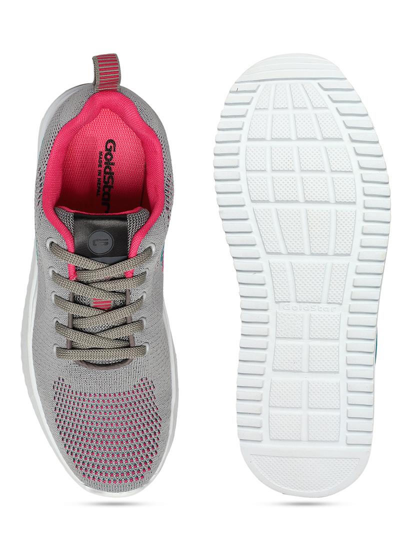 grey synthetic & mesh laceup sports shoes - 20884399 - Standard Image - 5