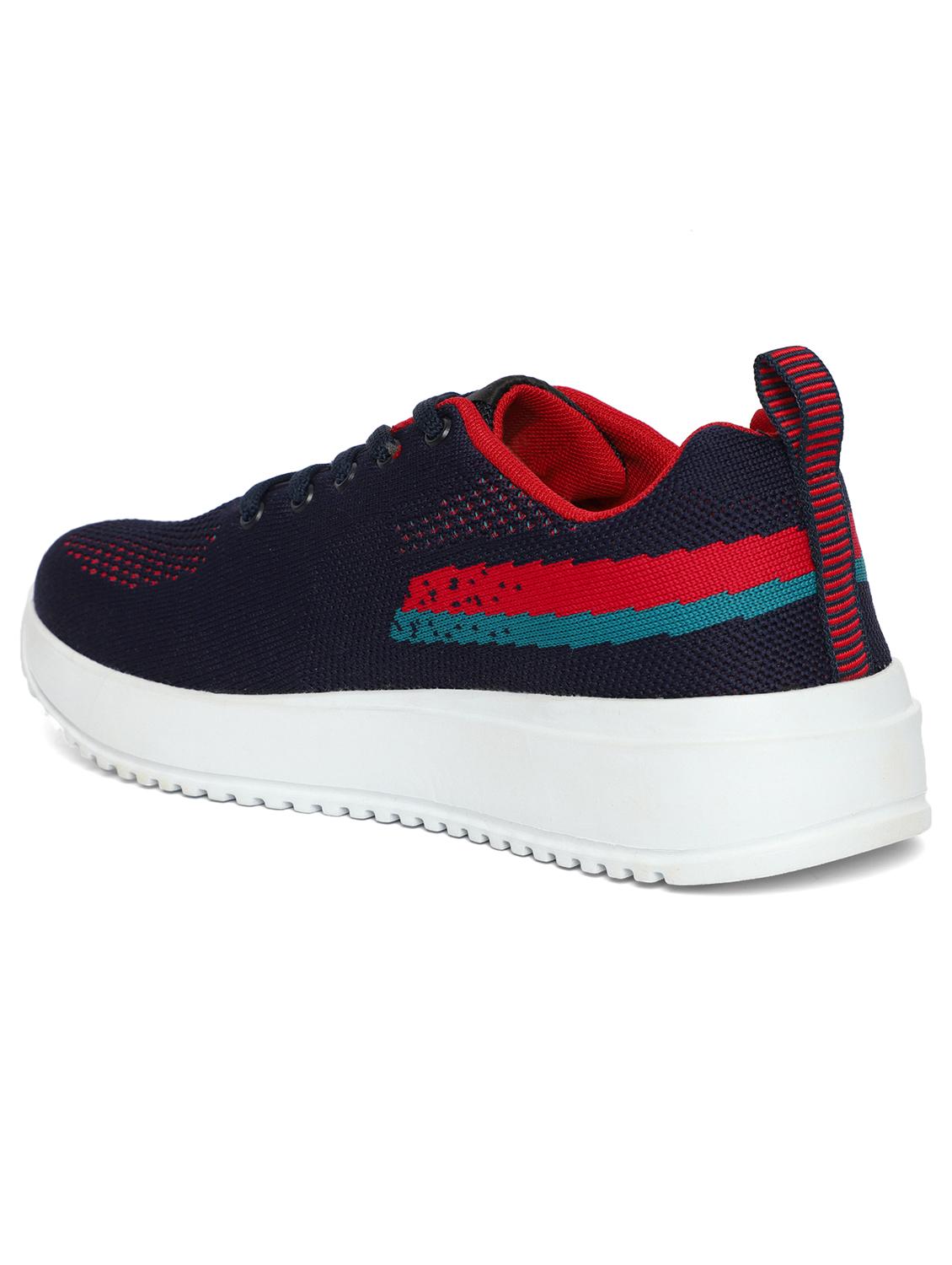 navy blue synthetic & mesh laceup sports shoes - 20884403 - Standard Image - 3