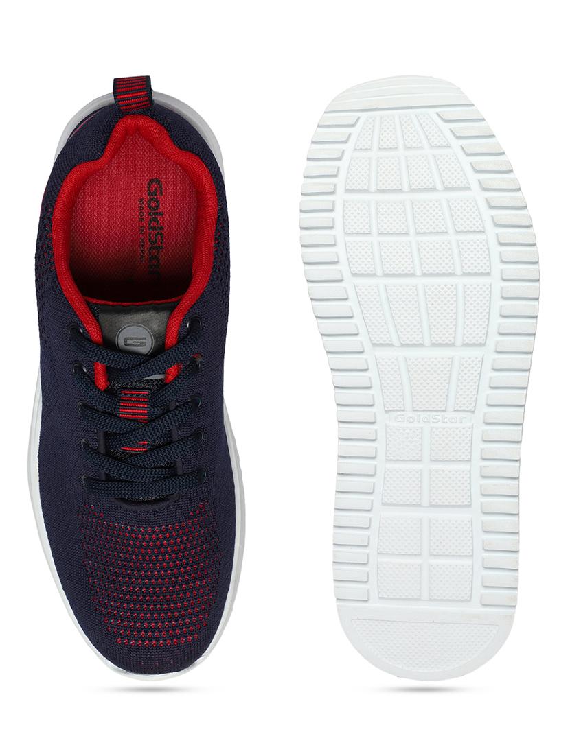 navy blue synthetic & mesh laceup sports shoes - 20884403 - Standard Image - 5