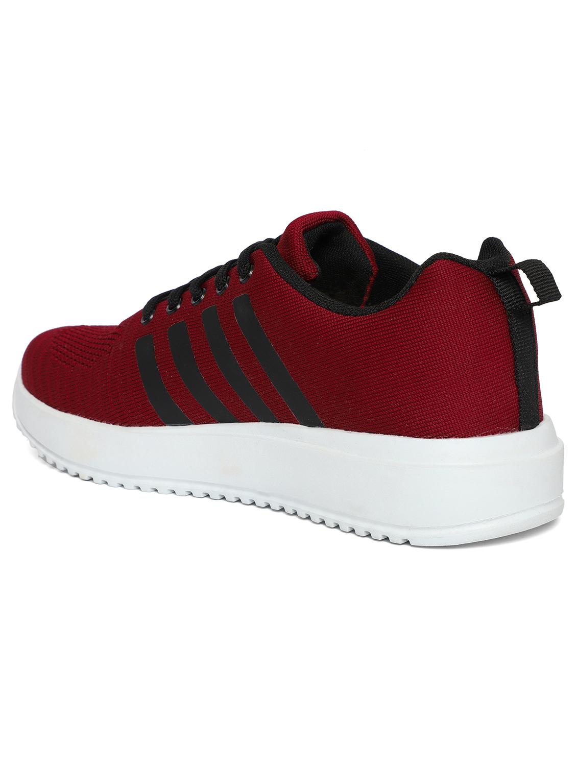 maroon synthetic & mesh laceup sports shoes - 20884405 - Standard Image - 3