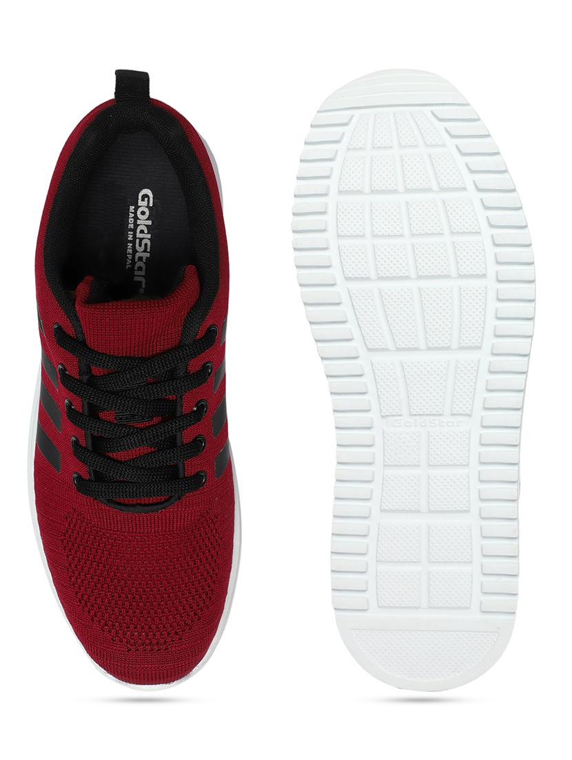 maroon synthetic & mesh laceup sports shoes - 20884405 - Standard Image - 5
