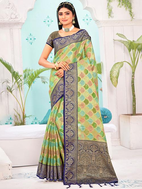 self design banarasi saree with blouse - 20884534 - Standard Image - 0