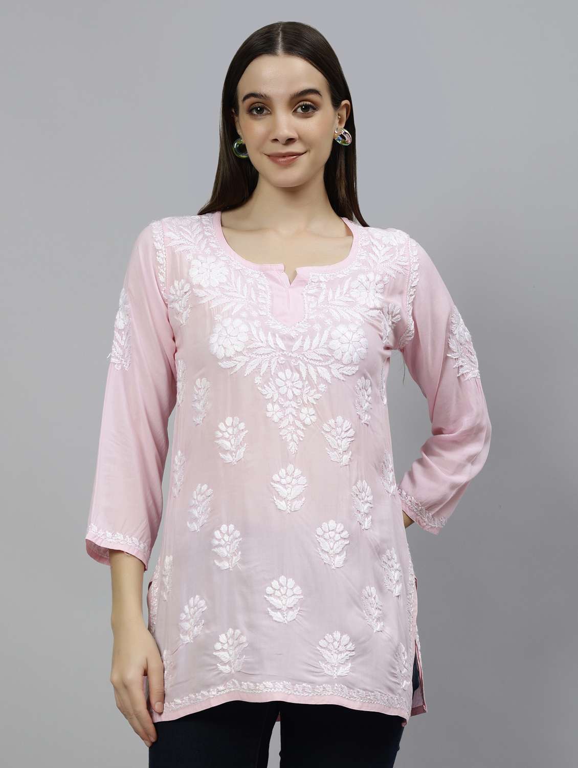 women three quarter sleeve straight kurti