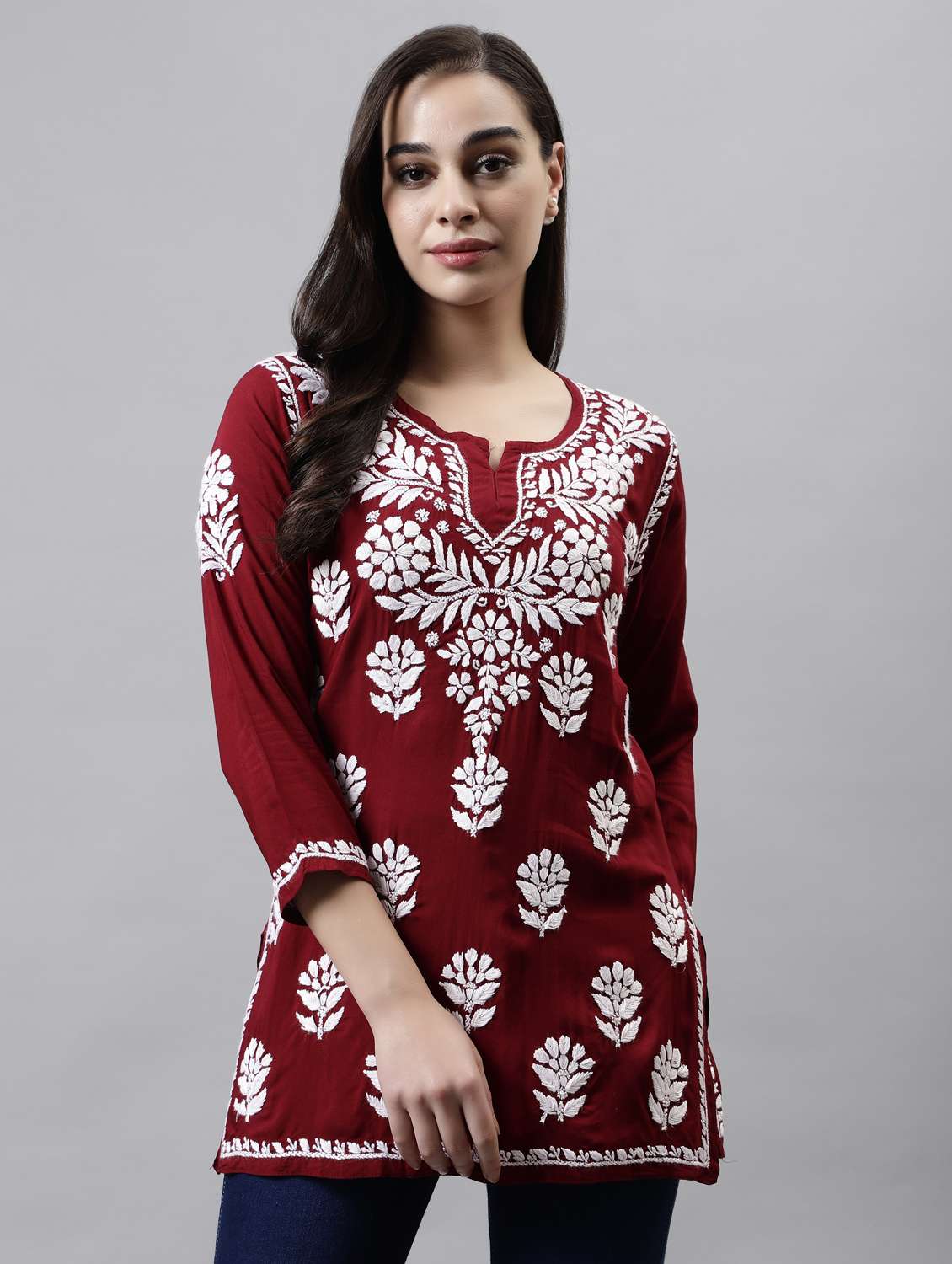 women three quarter sleeve straight kurti