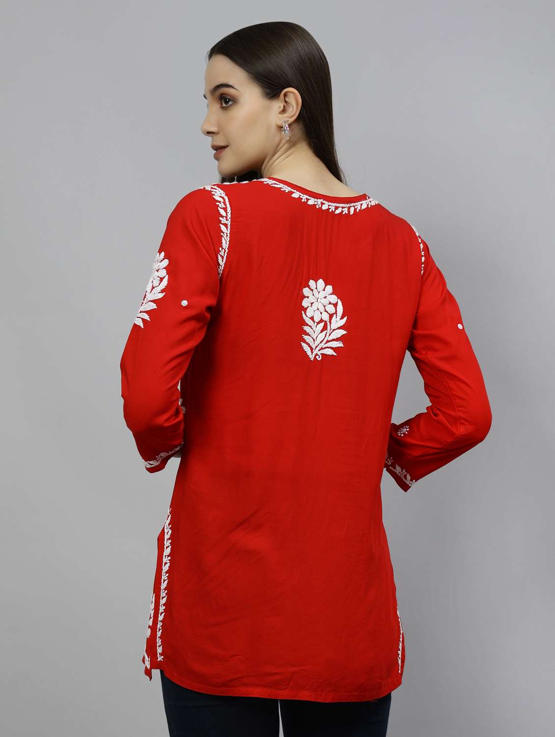 women three quarter sleeve straight kurti - 20884783 - Standard Image - 3