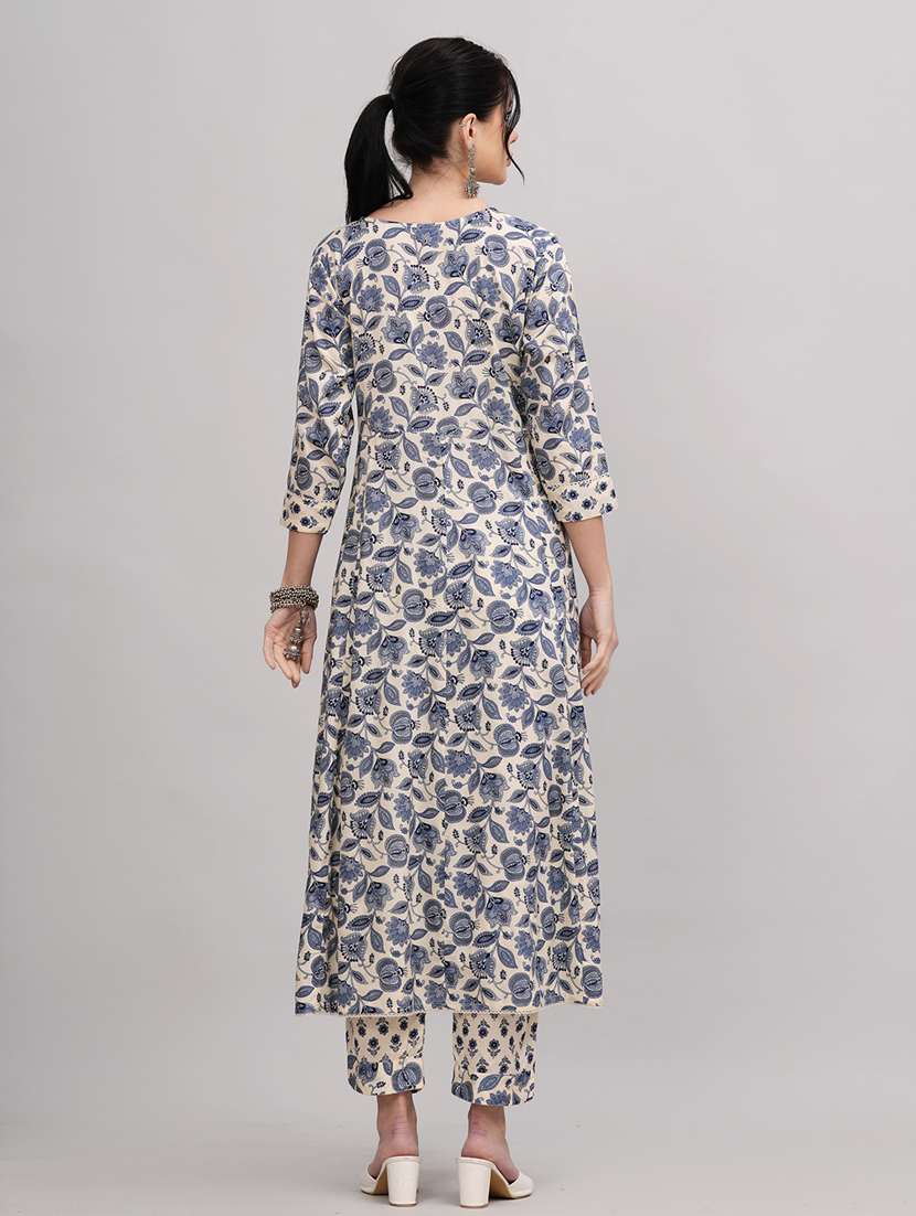 women beige round neck kurta pant set with dupatta - 20884845 -  Standard Image - 3