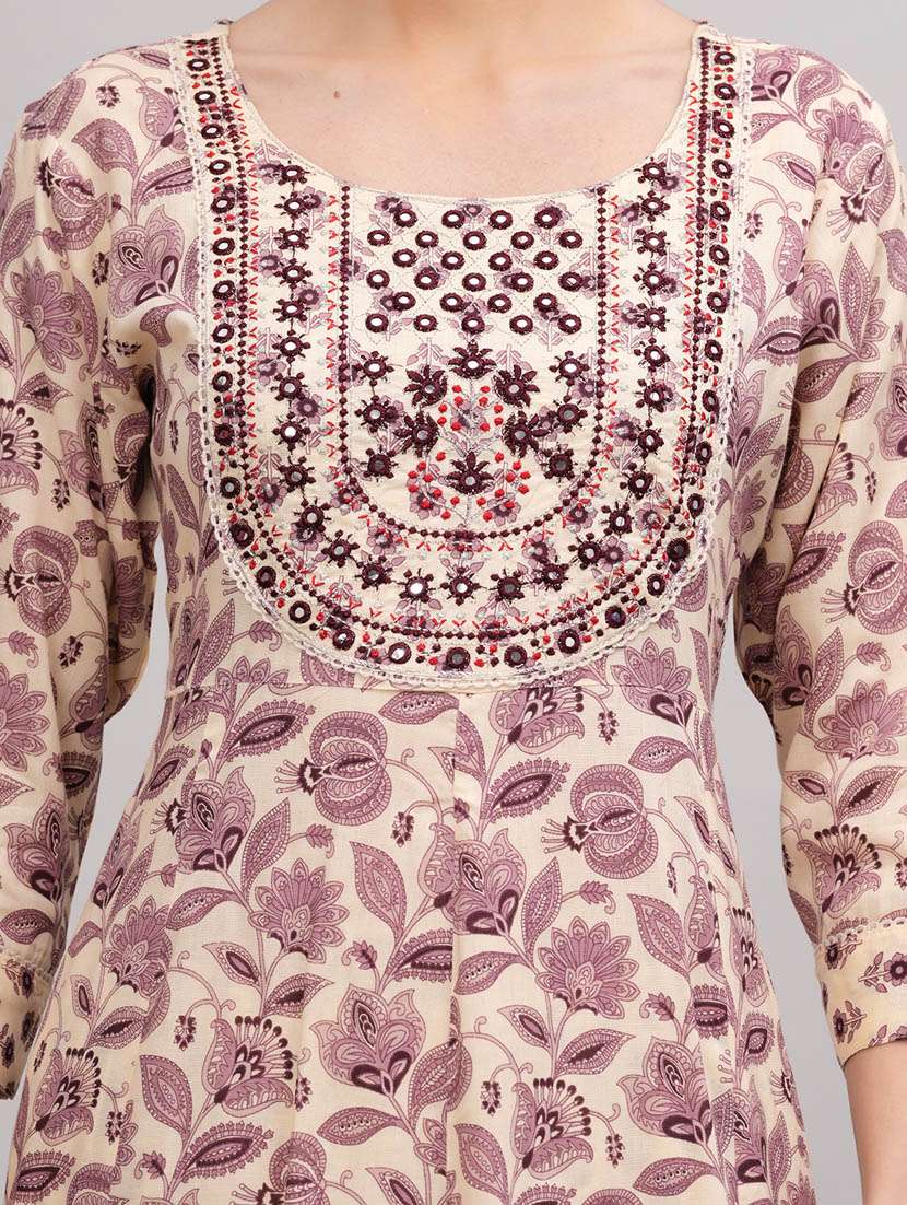 women beige round neck kurta pant set with dupatta - 20884848 -  Standard Image - 5