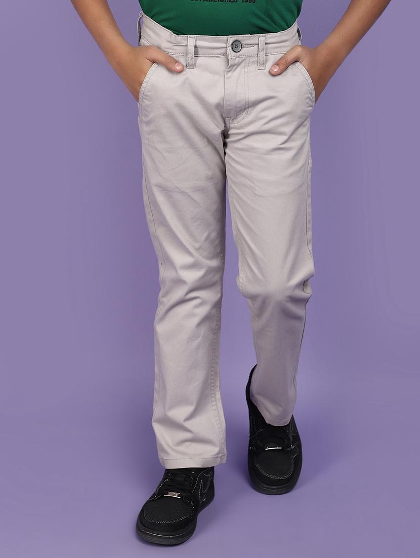 kids solid grey casual chinos - 20884870 - Zoom Image - 0