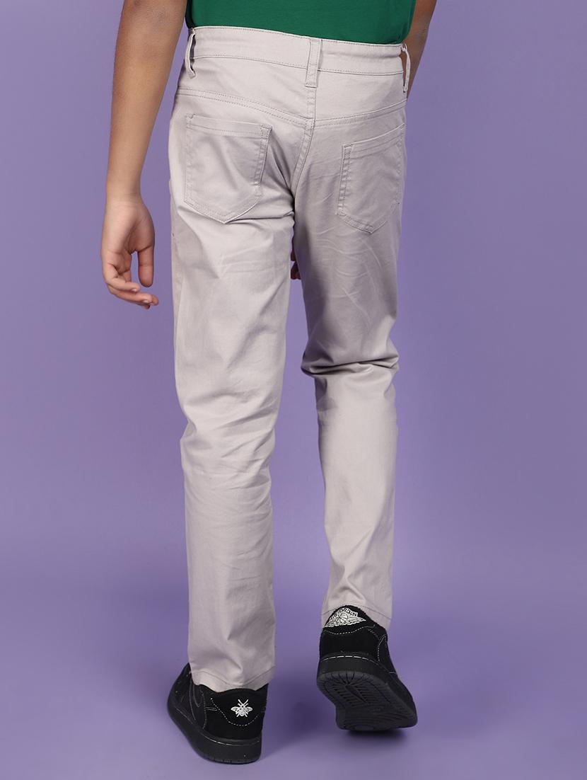 kids solid grey casual chinos - 20884870 - Standard Image - 3