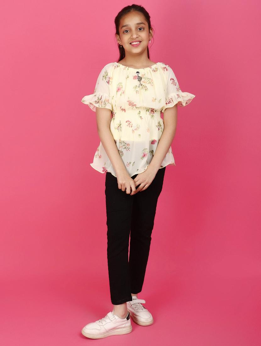 girls yellow printed top - 20884928 - Standard Image - 3