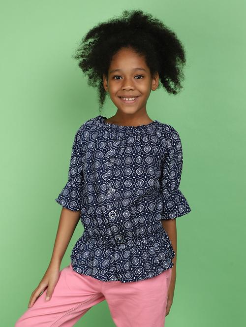 girls blue printed top - 20884929 - Standard Image - 0