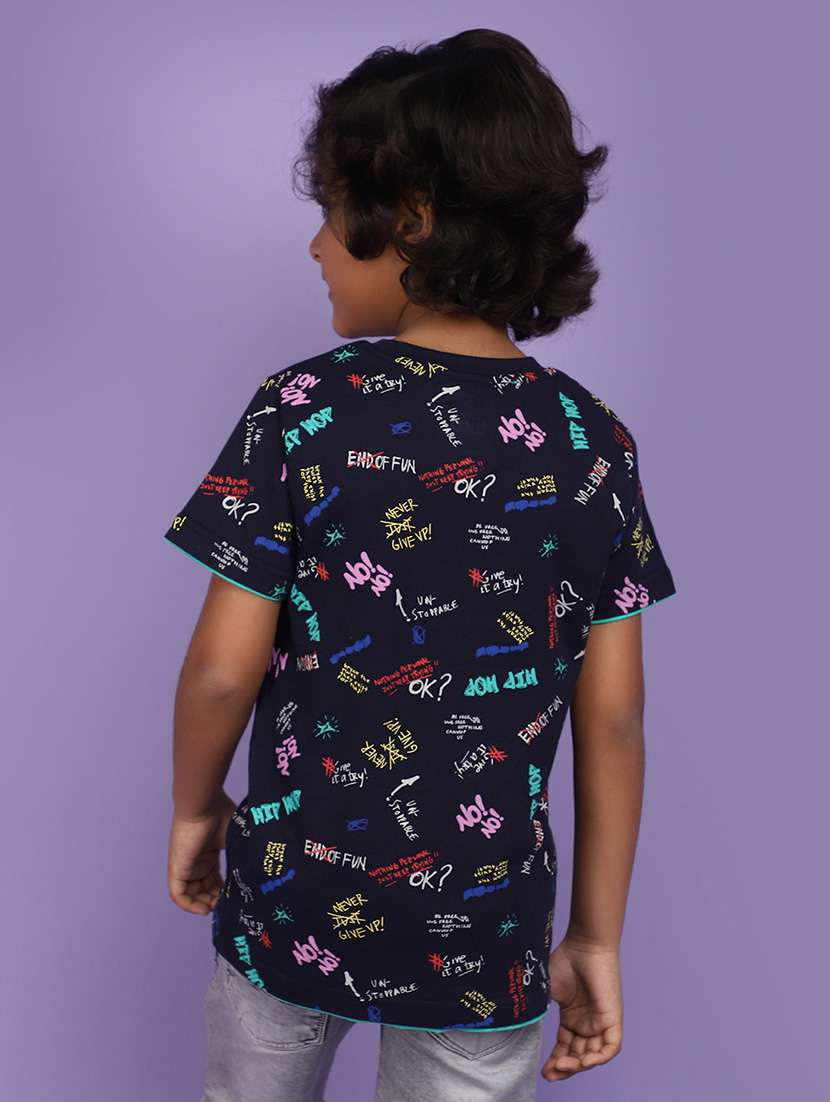 navy blue cotton printed t-shirt - 20884992 -  Standard Image - 3