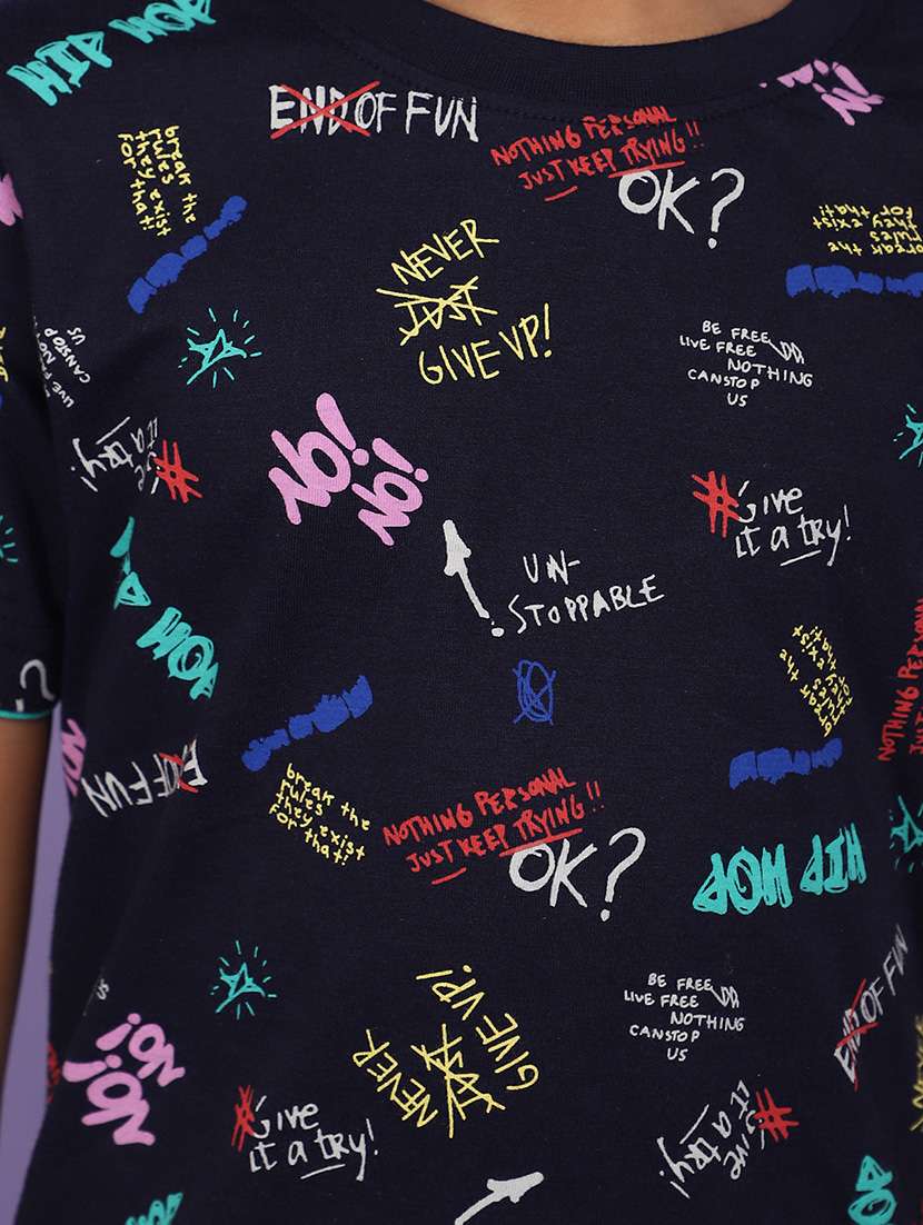 navy blue cotton printed t-shirt - 20884992 -  Standard Image - 5