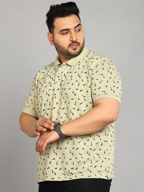 beige cotton plus all over print t-shirt - 20885077 -  Standard Image - 0