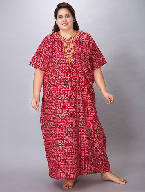 women printed short sleeve nighty - 20885108 - Standard Image - 0