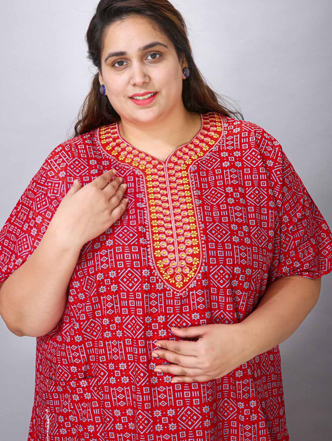 women printed short sleeve nighty - 20885108 - Standard Image - 5