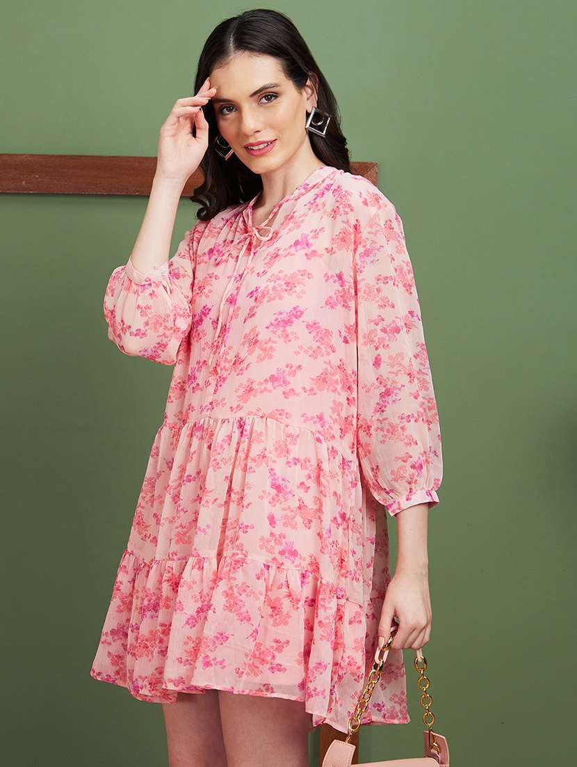 pink floral printed tiered dress - 20885412 -  Standard Image - 3