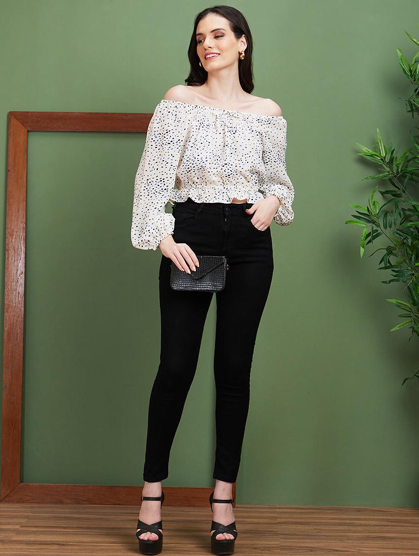 white printed crop top - 20885435 - Standard Image - 3