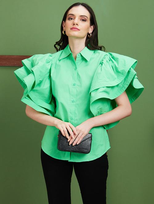 green solid regular top - 20885437 -  Standard Image - 0