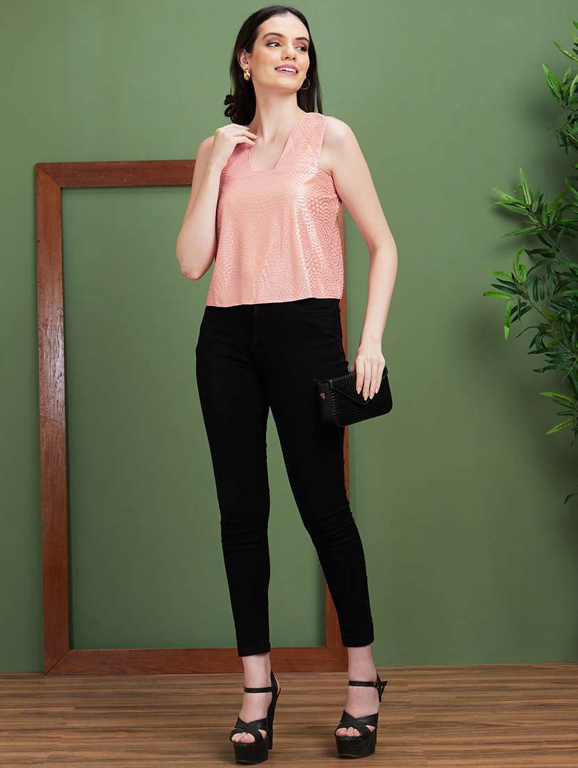 women peach self-designed regular top - 20885446 -  Standard Image - 3