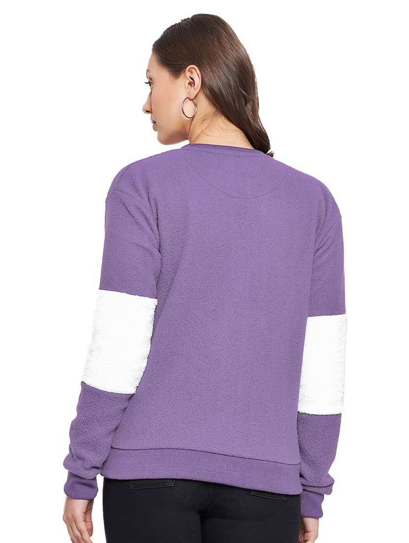 women purple color block sweatshirt - 20889008 - Standard Image - 3