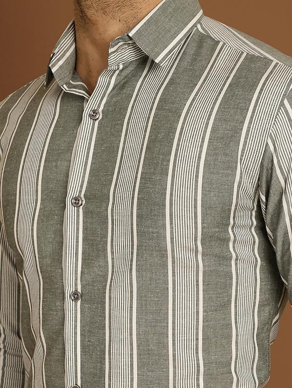 grey cotton formal shirt - 20889050 - Standard Image - 3