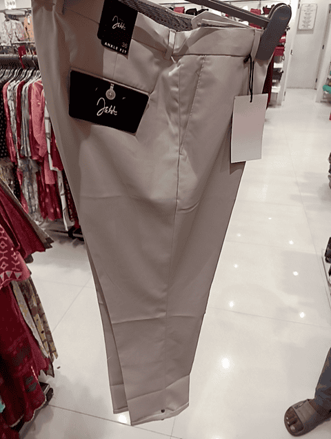 cream poly viscose formal trousers - 20890616 -  Standard Image - 0