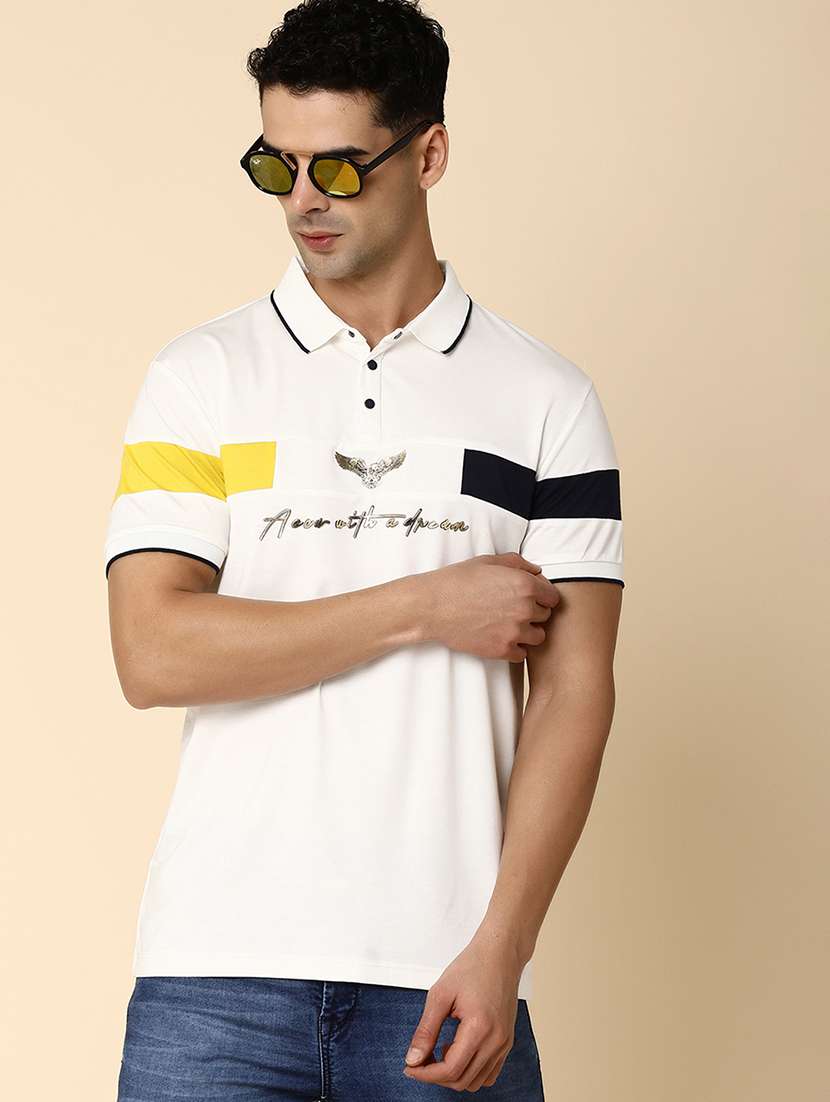 men colour block short sleeves polo t-shirt - 20891039 -  Standard Image - 3