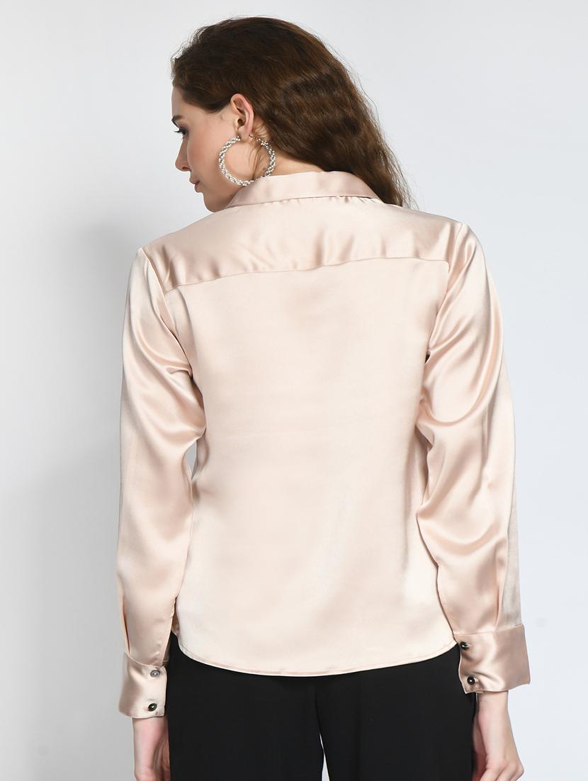 nude satin regular shirt - 20892535 - Standard Image - 3