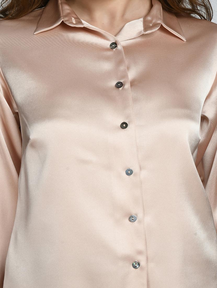 nude satin regular shirt - 20892535 - Standard Image - 5