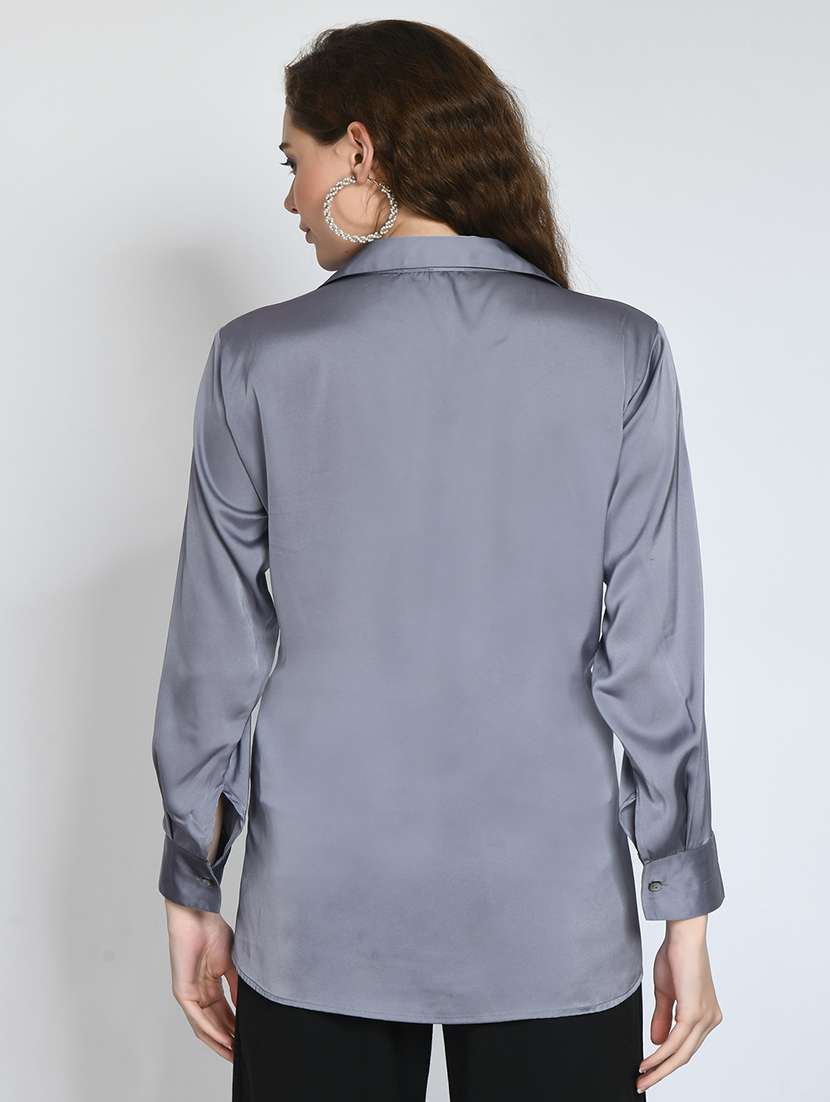 solid grey satin high low top - 20892538 -  Standard Image - 3