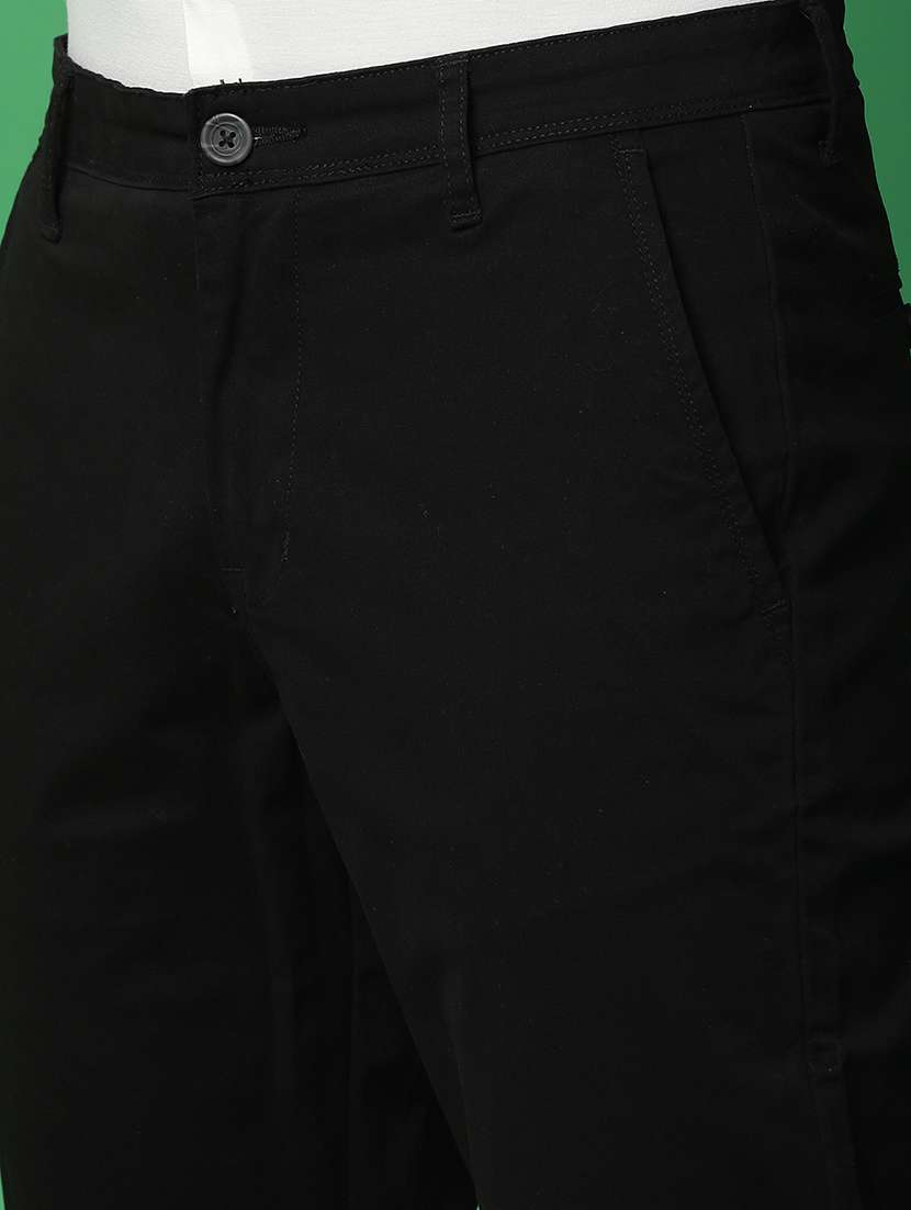 men solid black chinos touser - 20892588 -  Standard Image - 5