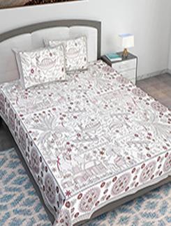 texstylers cotton printed kantha pattern jaipuri king size bedsheet with 2 pillow covers - 20893291 - Zoom Image - 0