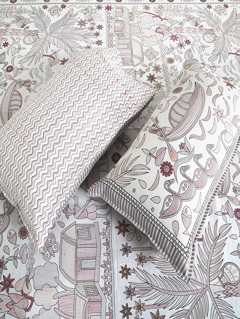 texstylers cotton printed kantha pattern jaipuri king size bedsheet with 2 pillow covers - 20893291 - Standard Image - 3